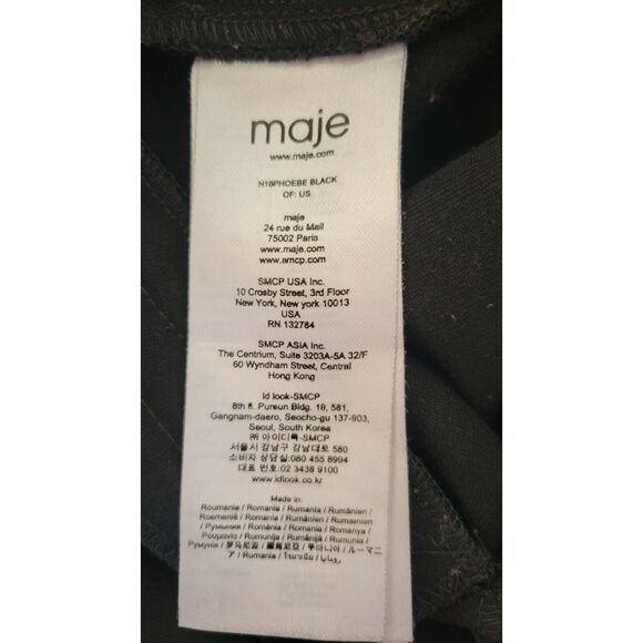 Maje Ruffle Hem Black Phoebe Cropped Trouser Pants - Picture 4 of 5